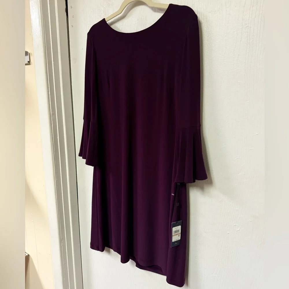 Tommy Hilfiger Women's Purple Bell Sleeved Dress *NEW* Sz 12 - Picture 2 of 8